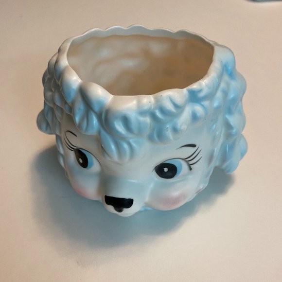 Vintage Relpo SY1533 RARE Baby Blue Big Eye Lamb Head Planter Kitschy - Picture 8 of 9